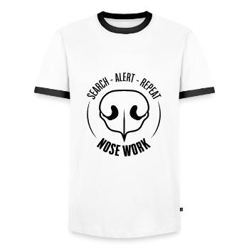 NEZ TRAVAIL Recherche Chien Nez Chiens de travail Chien - T-shirt contrasté Homme - blanc/noir - Devant - AI Model Female 172 light (172cm) & AI Model Male 178 dark (178cm)
