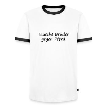 Inverser le frère contre le cheval - T-shirt contrasté Homme - blanc/noir - Devant - AI Model Female 172 light (172cm) & AI Model Male 178 dark (178cm)