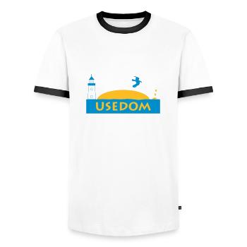 Usedom - Männer Kontrast-T-Shirt - Weiß/Schwarz - Vorne - AI Model Female 172 light (172cm) & AI Model Male 178 dark (178cm)