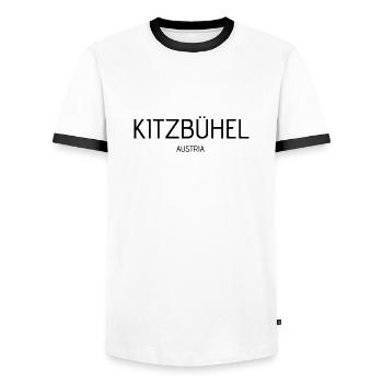 kitzbuehel - Männer Kontrast-T-Shirt - Weiß/Schwarz - Vorne - AI Model Female 172 light (172cm) & AI Model Male 178 dark (178cm)