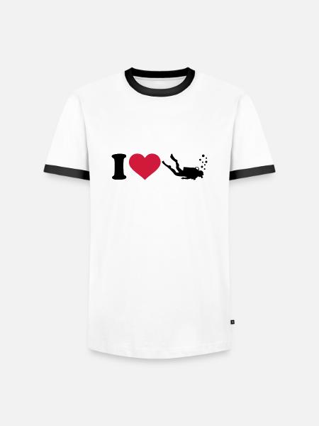 I love Diving - Men's Ringer Shirt - white/black