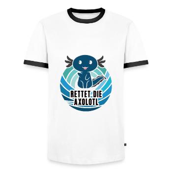 Rettet Die Axolotls Schwanzluch Amphibien Axolotl - Männer Kontrast-T-Shirt - Weiß/Schwarz - Vorne - AI Model Female 172 light (172cm) & AI Model Male 178 dark (178cm)