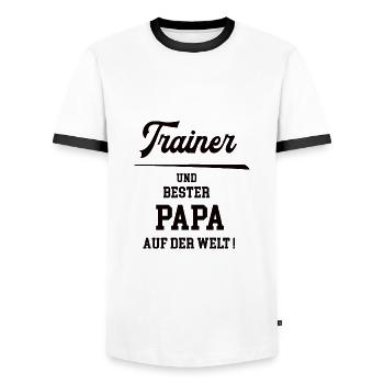 Trainer Coach Training Bester Papa Vater Mann - Männer Kontrast-T-Shirt - Weiß/Schwarz - Vorne - AI Model Female 172 light (172cm) & AI Model Male 178 dark (178cm)