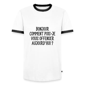 comment puis-je vous offenser aujourd'hui - T-shirt contrasté Homme - blanc/noir - Devant - AI Model Female 172 light (172cm) & AI Model Male 178 dark (178cm)