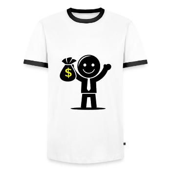 Money Cash Hustle Money Bag - Men's Ringer Shirt - white/black - Front - AI Model Female 172 light (172cm) & AI Model Male 178 dark (178cm)