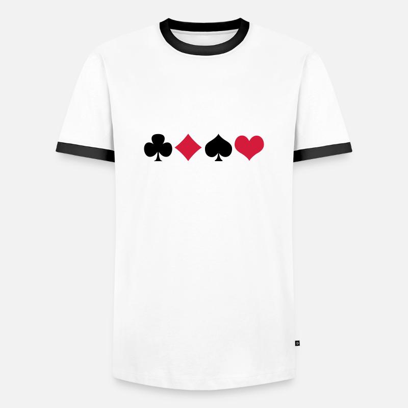 Karten 2 - Männer Kontrast-T-Shirt - Weiß/Schwarz