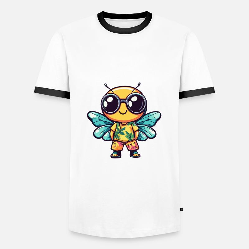 Dragonfly Comic Vacation - Men's Ringer Shirt - white/black
