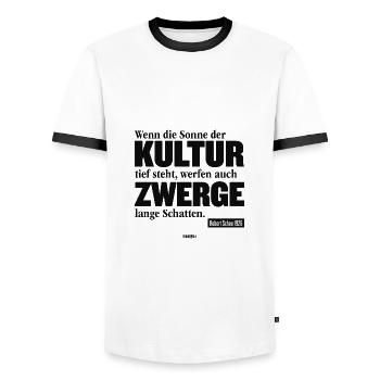 Kultur-Zwerge - Männer Kontrast-T-Shirt - Weiß/Schwarz - Vorne - AI Model Female 172 light (172cm) & AI Model Male 178 dark (178cm)