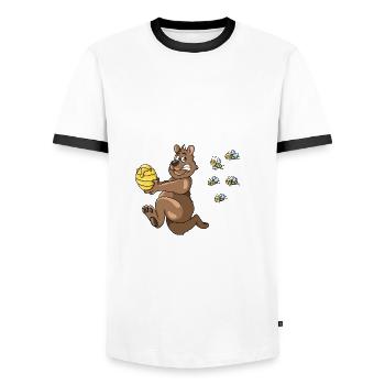 Ours brun ours essaim d’abeilles Fuite de miel de Binen - T-shirt contrasté Homme - blanc/noir - Devant - AI Model Female 172 light (172cm) & AI Model Male 178 dark (178cm)