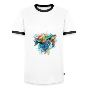Schildkröten Turtles Reptilien Wasserschildkröte - Männer Kontrast-T-Shirt - Weiß/Schwarz - Vorne - AI Model Female 172 light (172cm) & AI Model Male 178 dark (178cm)