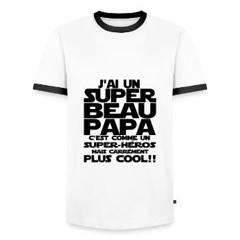 j'ai un super beau papa - T-shirt contrasté Homme - blanc/noir - Devant - AI Model Female 172 light (172cm) & AI Model Male 178 dark (178cm)