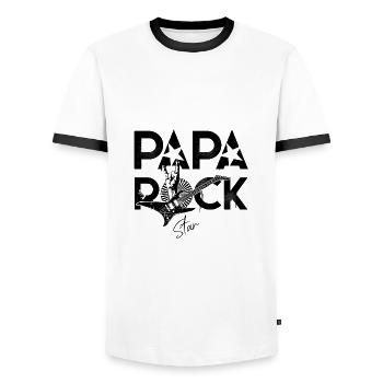 Papa rock star - T-shirt contrasté Homme - blanc/noir - Devant - AI Model Female 172 light (172cm) & AI Model Male 178 dark (178cm)