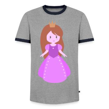 Princess girl figure - Men's Ringer Shirt - grey/navy  - Front - AI Model Female 172 light (172cm) & AI Model Male 178 light (178cm)