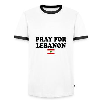 Pray for lebanon - Men's Ringer Shirt - white/black - Front - AI Model Female 172 light (172cm) & AI Model Male 178 dark (178cm)
