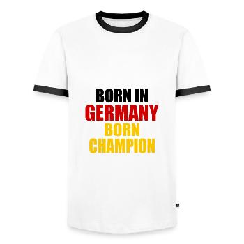 born in germany born champion - - Men's Ringer Shirt - white/black - Front - AI Model Female 172 light (172cm) & AI Model Male 178 dark (178cm)