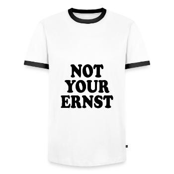 Not your ernst - Männer Kontrast-T-Shirt - Weiß/Schwarz - Vorne - AI Model Female 172 light (172cm) & AI Model Male 178 dark (178cm)
