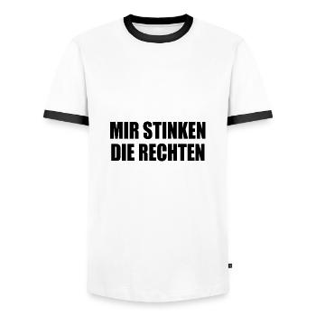 mir stinken die rechten - Männer Kontrast-T-Shirt - Weiß/Schwarz - Vorne - AI Model Female 172 light (172cm) & AI Model Male 178 dark (178cm)