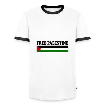 Free palestine - Männer Kontrast-T-Shirt - Weiß/Schwarz - Vorne - AI Model Female 172 light (172cm) & AI Model Male 178 dark (178cm)