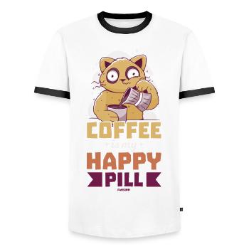 Coffee Espresso Capuccino Office Fun Gift - Men's Ringer Shirt - white/black - Front - AI Model Female 172 light (172cm) & AI Model Male 178 dark (178cm)