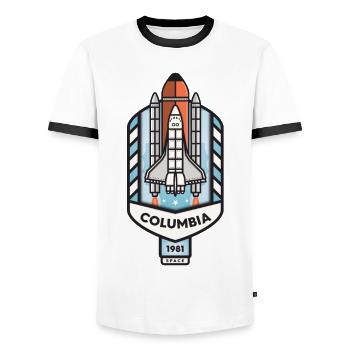 Columbia Space Shuttle - Men's Ringer Shirt - white/black - Front - AI Model Female 172 light (172cm) & AI Model Male 178 dark (178cm)