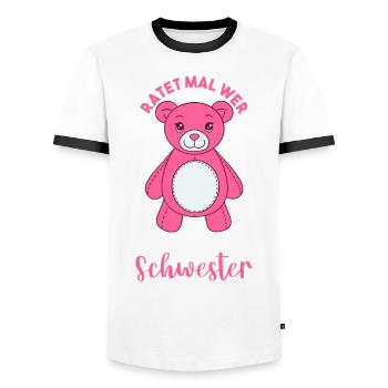 Schwester 2023 Schwanger Werdende Schwester - Männer Kontrast-T-Shirt - Weiß/Schwarz - Vorne - AI Model Female 172 light (172cm) & AI Model Male 178 dark (178cm)