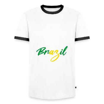 Brasilien lustig Geschenkidee Therapie witzig - Männer Kontrast-T-Shirt - Weiß/Schwarz - Vorne - AI Model Female 172 light (172cm) & AI Model Male 178 dark (178cm)