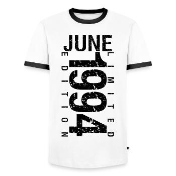 Geburtstag Juni 1994 Juni geboren im Juni 1994 - Männer Kontrast-T-Shirt - Weiß/Schwarz - Vorne - AI Model Female 172 light (172cm) & AI Model Male 178 dark (178cm)