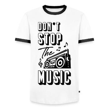 Dont Stop The Music - Männer Kontrast-T-Shirt - Weiß/Schwarz - Vorne - AI Model Female 172 light (172cm) & AI Model Male 178 dark (178cm)