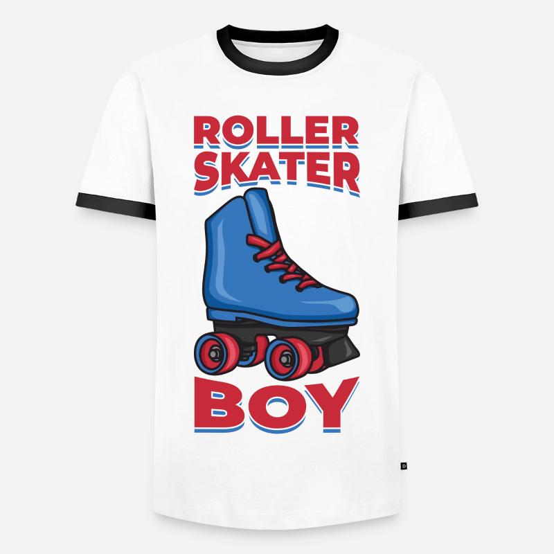 Rollerskates Junge - Männer Kontrast-T-Shirt - Weiß/Schwarz