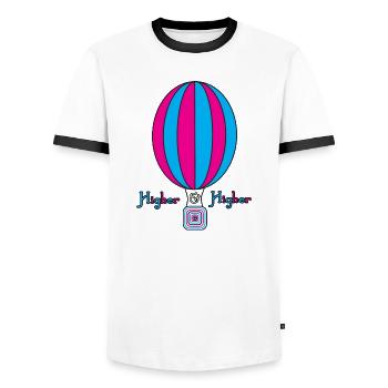 Heißluftballon Higher - Männer Kontrast-T-Shirt - Weiß/Schwarz - Vorne - AI Model Female 172 light (172cm) & AI Model Male 178 dark (178cm)