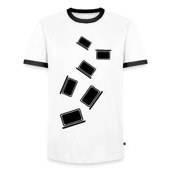 Ordinateur portable Pc Office - T-shirt contrasté Homme - blanc/noir - Devant - AI Model Female 172 light (172cm) & AI Model Male 178 dark (178cm)
