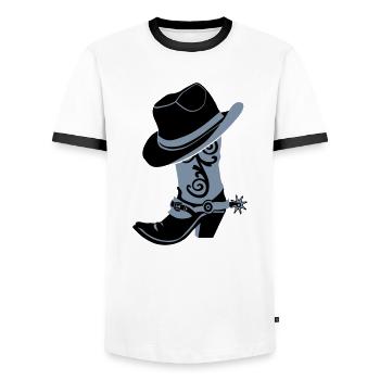 kl_linedance45 - Männer Kontrast-T-Shirt - Weiß/Schwarz - Vorne - AI Model Female 172 light (172cm) & AI Model Male 178 dark (178cm)