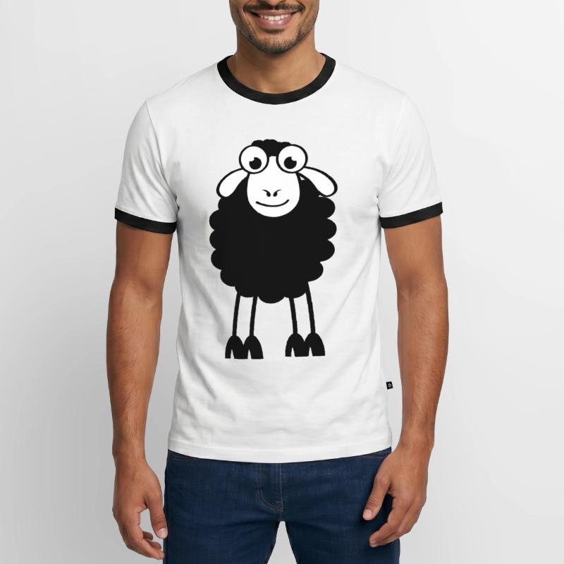 Schafe, weiße oder schwarze Schafe. Träumen oder schlafen Männer Kontrast-T-Shirt