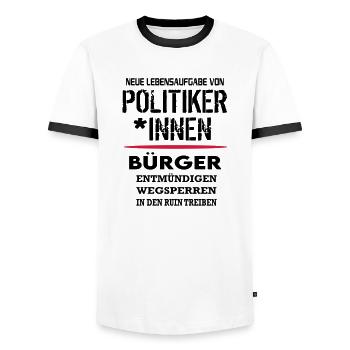 Politik Bundesbürger Ruin SPD CDU Scheisse - Männer Kontrast-T-Shirt - Weiß/Schwarz - Vorne - AI Model Female 172 light (172cm) & AI Model Male 178 dark (178cm)