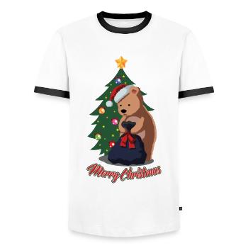 Ours polaire de Noël - Drôle de cadeau d’animal mignon de Noël - T-shirt contrasté Homme - blanc/noir - Devant - AI Model Female 172 light (172cm) & AI Model Male 178 dark (178cm)