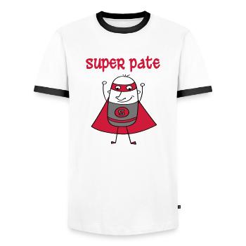 Super pate - Men's Ringer Shirt - white/black - Front - AI Model Female 172 light (172cm) & AI Model Male 178 dark (178cm)
