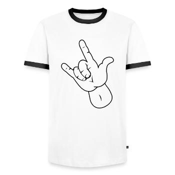 hand - Männer Kontrast-T-Shirt - Weiß/Schwarz - Vorne - AI Model Female 172 light (172cm) & AI Model Male 178 dark (178cm)