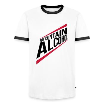 Texte Peut contenir de l’alcool - T-shirt contrasté Homme - blanc/noir - Devant - AI Model Female 172 light (172cm) & AI Model Male 178 dark (178cm)