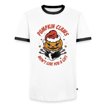 pumpkin claws won't give you a gift - T-shirt contrasté Homme - blanc/noir - Devant - AI Model Female 172 light (172cm) & AI Model Male 178 dark (178cm)