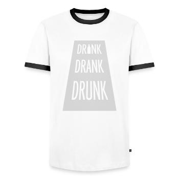 drink drank drunk Zitat - Männer Kontrast-T-Shirt - Weiß/Schwarz - Vorne - AI Model Female 172 light (172cm) & AI Model Male 178 dark (178cm)