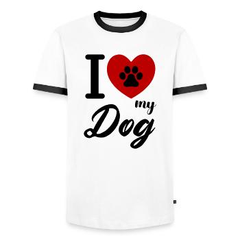 i love my dog - Männer Kontrast-T-Shirt - Weiß/Schwarz - Vorne - AI Model Female 172 light (172cm) & AI Model Male 178 dark (178cm)