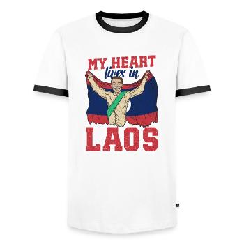 Laos Laote Pride garçon drapeau je cadeau - T-shirt contrasté Homme - blanc/noir - Devant - AI Model Female 172 light (172cm) & AI Model Male 178 dark (178cm)