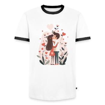 Paar Beziehung Liebe - Männer Kontrast-T-Shirt - Weiß/Schwarz - Vorne - AI Model Female 172 light (172cm) & AI Model Male 178 dark (178cm)