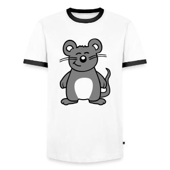 Maus Mäuschen Süße Kleine Ratte Nager Freundlich - Männer Kontrast-T-Shirt - Weiß/Schwarz - Vorne - AI Model Female 172 light (172cm) & AI Model Male 178 dark (178cm)
