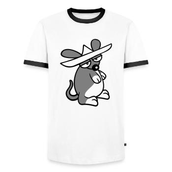 Maus großer Hut Sombrero Traurig Müde Gelangweilt - Männer Kontrast-T-Shirt - Weiß/Schwarz - Vorne - AI Model Female 172 light (172cm) & AI Model Male 178 dark (178cm)