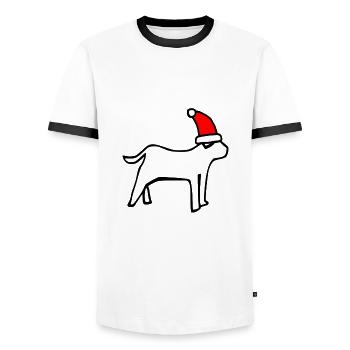 Chien de Noël - T-shirt contrasté Homme - blanc/noir - Devant - AI Model Female 172 light (172cm) & AI Model Male 178 dark (178cm)
