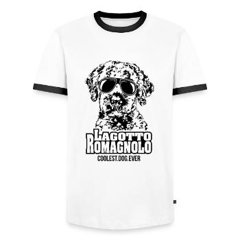 LAGOTTO ROMAGNOLO coolest dog ever dog saying - Men's Ringer Shirt - white/black - Front - AI Model Female 172 light (172cm) & AI Model Male 178 dark (178cm)