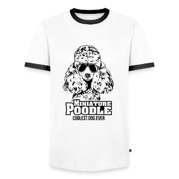 MINIATURE POODLE coolest dog ever dog saying - Men's Ringer Shirt - white/black - Front - AI Model Female 172 light (172cm) & AI Model Male 178 dark (178cm)