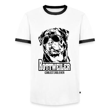 ROTTWEILER coolest dog ever Dog saying dogs - Men's Ringer Shirt - white/black - Front - AI Model Female 172 light (172cm) & AI Model Male 178 dark (178cm)