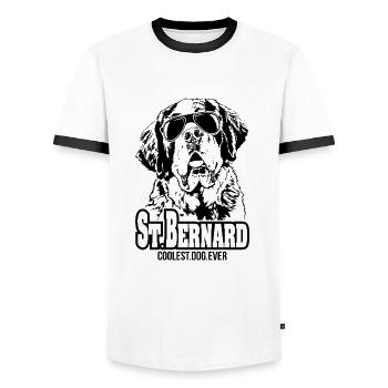 ST BERNARD coolest dog ever Hundespruch Hund - Männer Kontrast-T-Shirt - Weiß/Schwarz - Vorne - AI Model Female 172 light (172cm) & AI Model Male 178 dark (178cm)